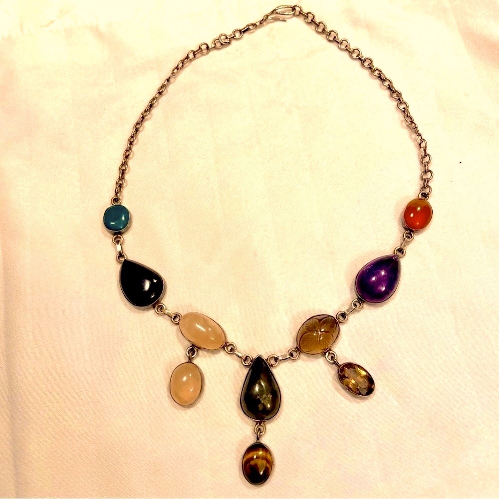 925 Sterling Silver Necklace & Gemstones